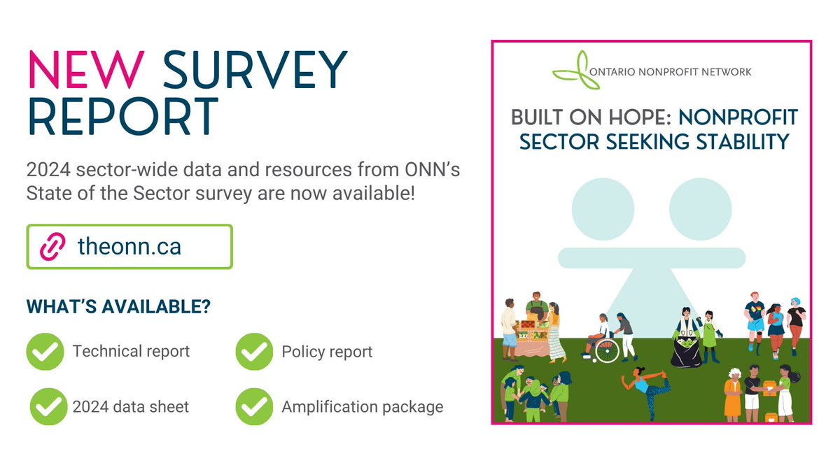 📢 The results from our fifth annual sector-wide survey are in! Over 1,000 nonprofits, charities and grassroots organizations across Ontario responded.  theonn.ca/topics/advocac… Here are some highlights: 🧵