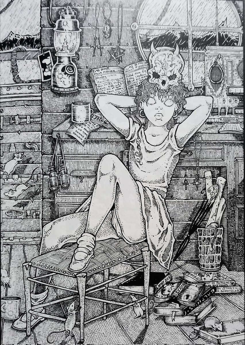 callec6's tweet image. It just dawned on me this drawing of La Squab by Kris Guidio is based on Balthus' "Girl with Cat", 1937.
