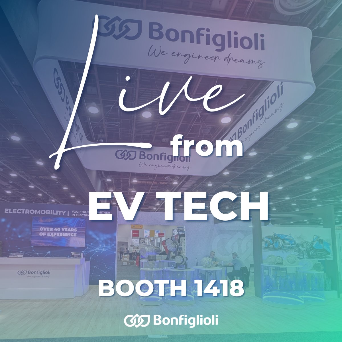 BonfiglioliUSA's tweet image. We are at Day 2 of the @EVTechExpo , Bonfiglioli is showcasing electric powertrains that combine low noise, efficiency, and adaptability for all-electric vehicles.

Visit us at booth 1418 to discover how we can power your next breakthrough!