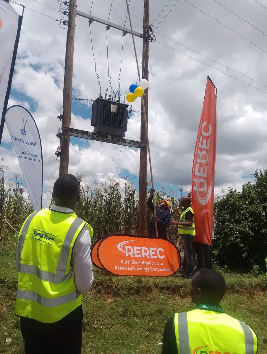 KenyaPower's tweet photo. Kenya Power and REREC proudly commissioned and handed over the Oraimutia Dispensary project, bringing light and power to the community. After the successful power connection, the team posed for a celebratory photo with happy customers. #AboveandBeyond #CSWeek2024 #CustomerServiceWeek
