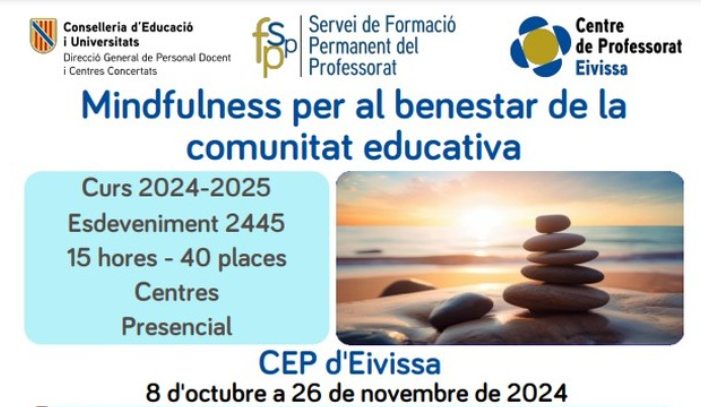 cepeivissa's tweet photo. Formació intercentres sobre "Mindfulness per al benestar de la Comunitat Educativa". Els centres participants són IES Isidor Macabich, CEIP Sa Joveria i CEIP Puig d'en Valls. https://t.co/iVN79SVmd9