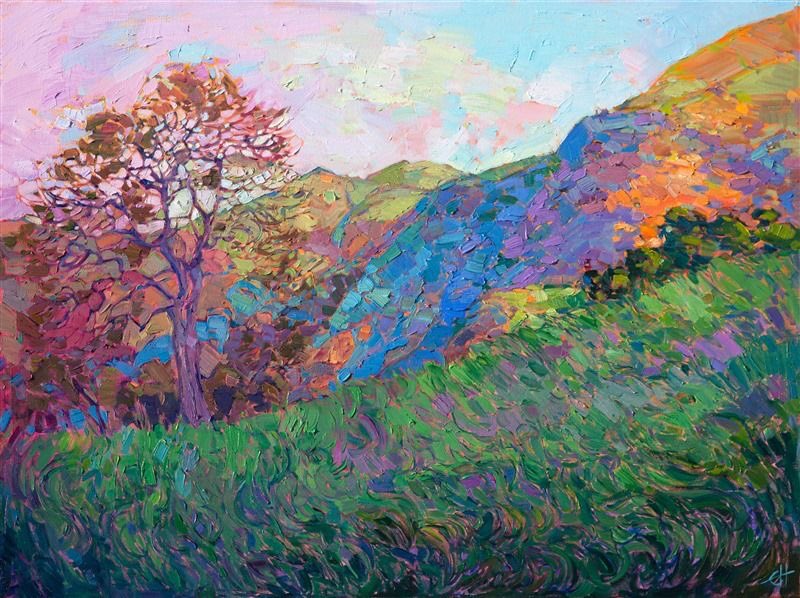 Erin Hanson 
Open Impressionism is what she calls her style of work 
Vibrant and expressive Landscapes and a style that is now on the Curriculum in many Schools 
Lunch now.    We’ve had our gardener and Max  has been for a groom. 
We used to do the garden ourselves.
