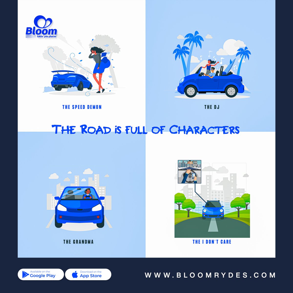 bloomrydes's tweet photo. What Type of Bloomrydes Driver Are You?
Just like the road has unique characters, every Bloomrydes driver has their own style! 
The Negotiator, The Strategist, &amp; The People Person
What kind of driver are you? 

Let us know in the comments below! 🌟👀 

#Bloomrydes #Fuel #NNPC https://t.co/hDv4yTL7qK