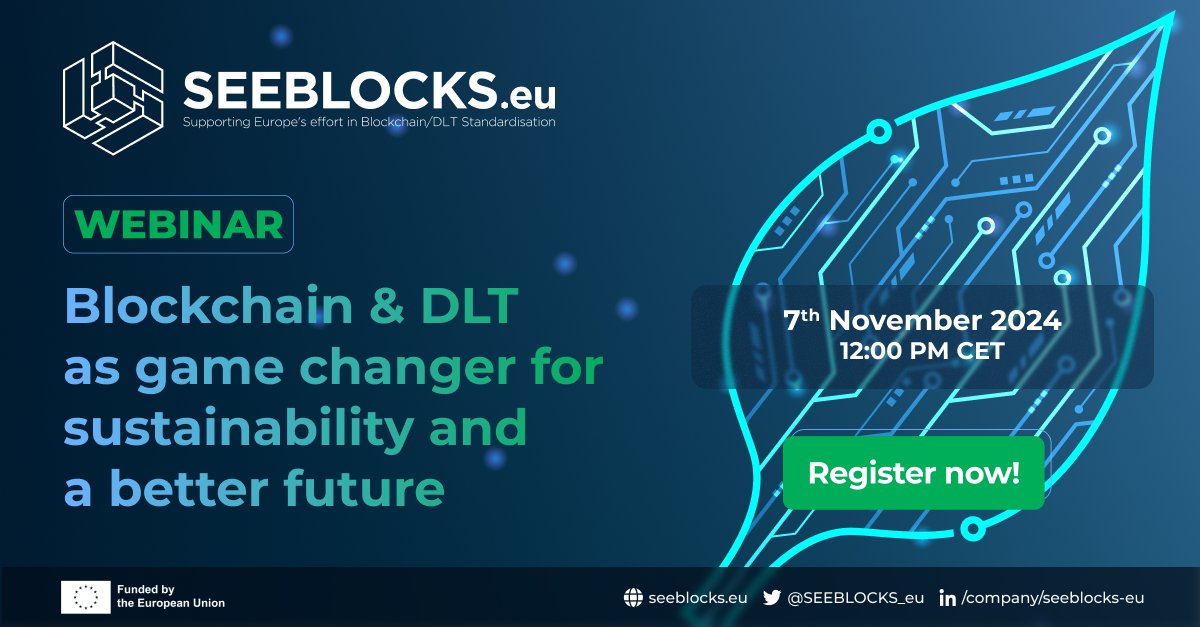 As Blockchain#Technology continues to evolve, it brings both opportunities and challenges for sustainability

Join our experts and learn more about sustainability in Blockchain!

Registration is available here: tinyurl.com/4fynysbr

#Blockchain #Environment #DLT