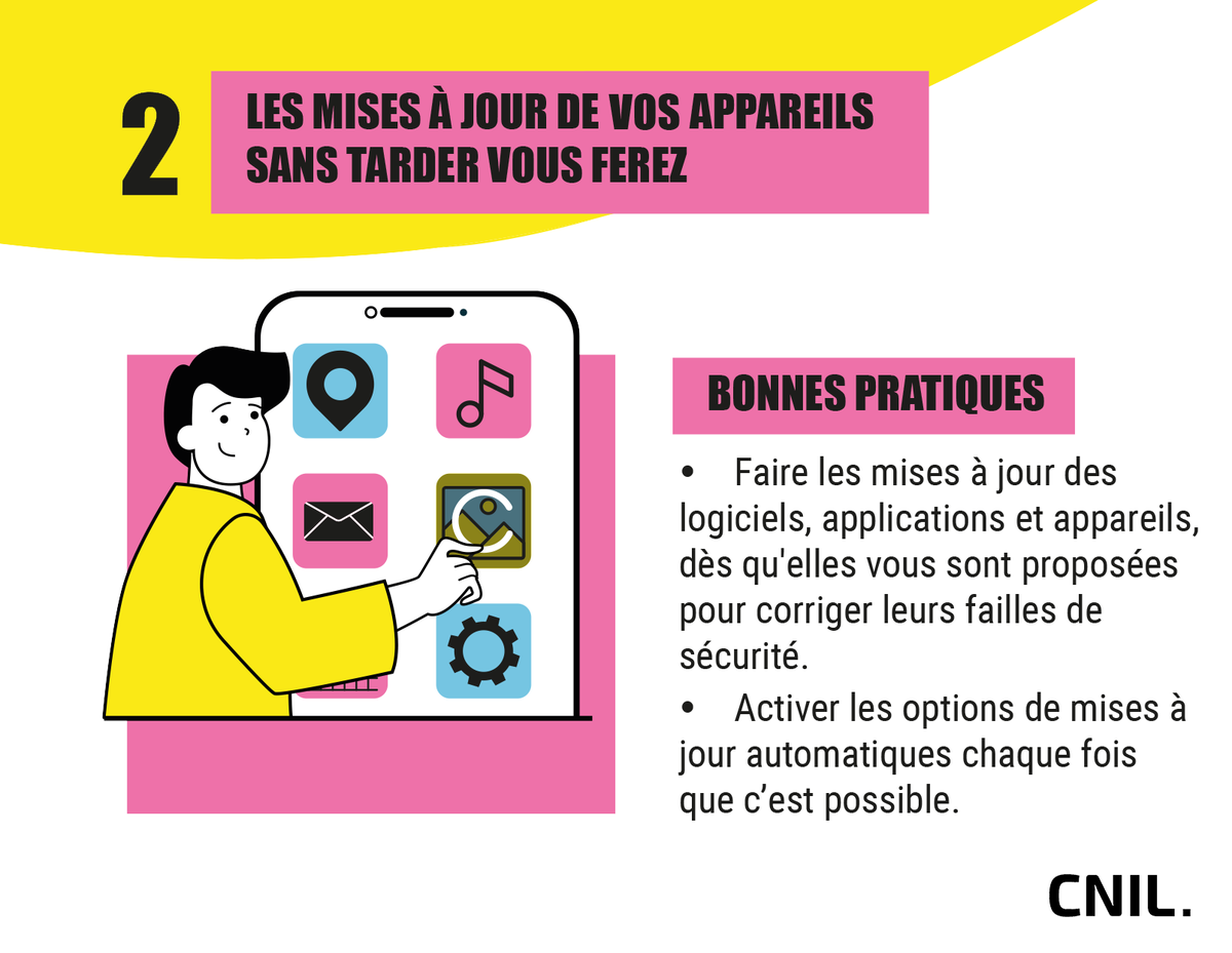 #Cybermois #CyberEngagés Les failles de sécurité des logiciels, applications et matériels sont comme des portes laissées ouvertes pour les pirates. Ils peuvent les utiliser pour accéder à nos données personnelles ou les voler 👇