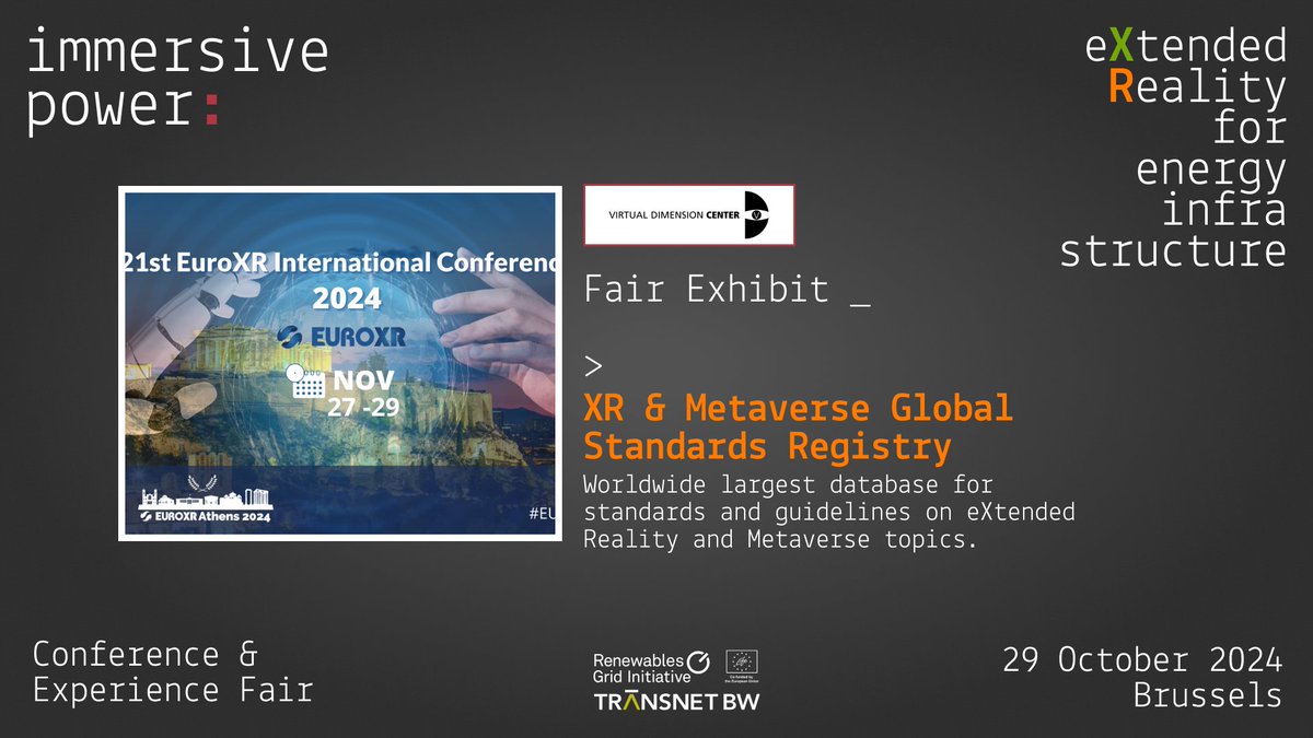 Join us for the #ImmersivePower Conference &amp; Fair on 🗓️ 29 Oct📍in Brussels to experience #ExtendedReality for #energy projects, including solutions from👇

🥽 <a href="/TransnetBW/">TransnetBW</a> 
🥽<a href="/iaostuttgart/">Fraunhofer IAO</a>
🥽 Primtech
🥽 <a href="/Euro_XR/">EuroXR</a>  &amp; <a href="/VdcVirtual/">Virtual Dimension Center VDC</a> 
&amp;  more!

#RegisterNow 👉 lu.ma/bg9dk5qv