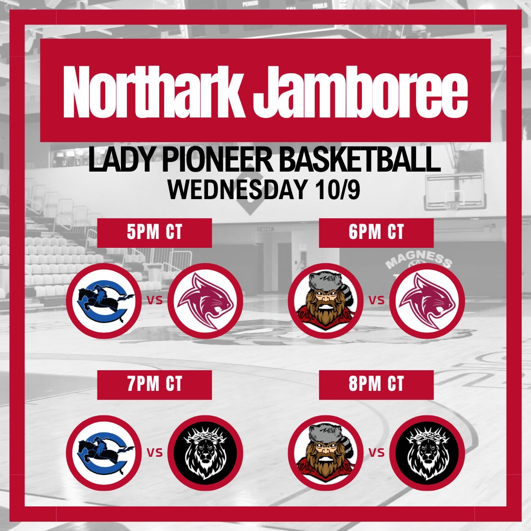 PioneerTeams's tweet image. 🏀🔥 The Northark Jamboree for women’s basketball kicks off this evening! Check out the schedule below: 

🗓️ Wednesday 10/9
📍 Main Court in Pioneer Pavilion
🔴5-9PM CT

#FallScrimmage #LadyPioneers #NortharkBasketball #NACAthletics #WomensBasketball  #HoopQueens