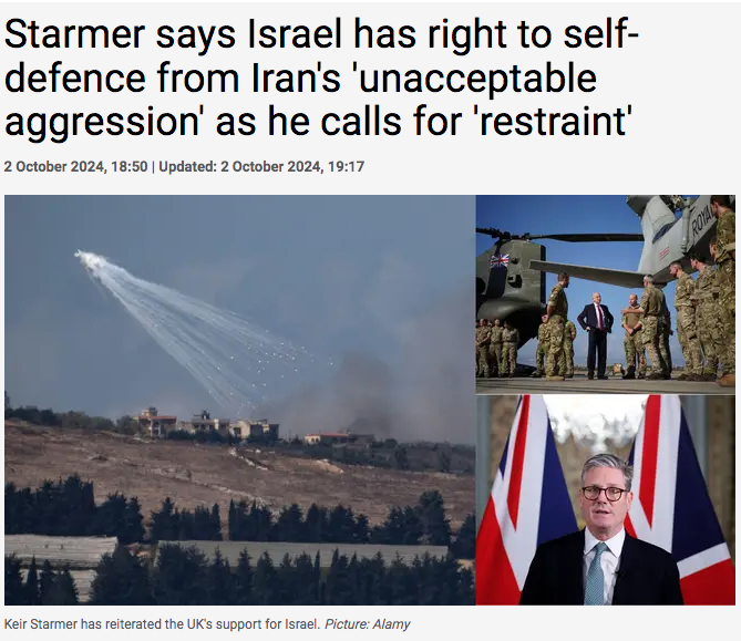 Since 7/10/23, there have been 14,000 references in the news to "Israel's right to defend itself" compared to just 9 for Iran, 7 for Lebanon &amp; 14 mentions of "Palestinians right to defend themselves" (from Nexis database). This is Western foreign policy masquerading as journalism