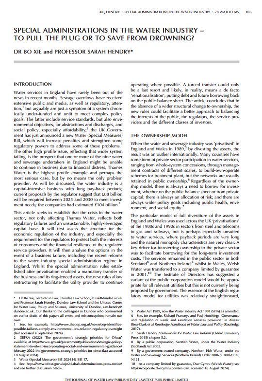 Lawtext Publishing Limited (@lawtextpub) on Twitter photo Journal of Water Law Vol 28#4 – lawtext.com
Now online – please contact ltp@lawtext.com for access details
Special Administrations in the Water Industry – Xie and Hendry
#JWL <a href="/dundeeuni/">University of Dundee</a> #waterregulation #watersector #OFWAT #Specialadministrations #ownershipmodels Journal of Water Law Vol 28#4 – lawtext.com
Now online – please contact ltp@lawtext.com for access details
Special Administrations in the Water Industry – Xie and Hendry
#JWL <a href="/dundeeuni/">University of Dundee</a> #waterregulation #watersector #OFWAT #Specialadministrations #ownershipmodels