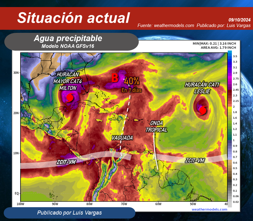 Meteovargas's tweet photo. #9oct Onda tropical al este de Venezuela, modula la Zona de Convergencia Intertropical y estarán favoreciendo la formación de nubosidad productora de precipitaciones variables en áreas de la fachada atlántica, región Nororiental y extendidas hasta Miranda y el este de La Guaira. Dispersas en el este de Guárico. Por otro lado, vaguada prolongada sobre el Caribe central complementa la actividad de la vaguada monzónica que nos llega desde el Pacífico hasta el occidente de nuestro país, generando nubes de evolución con lluvias, chaparrones y algunos con descargas eléctricas en sectores de Zulia, los Andes, Llanos Occidentales, Centro Occidente, Cojedes, oeste de Guárico, región Central y el resto de la región Capital. También se esperan chubascos aislados en Amazonas, oeste y sur de Bolívar.