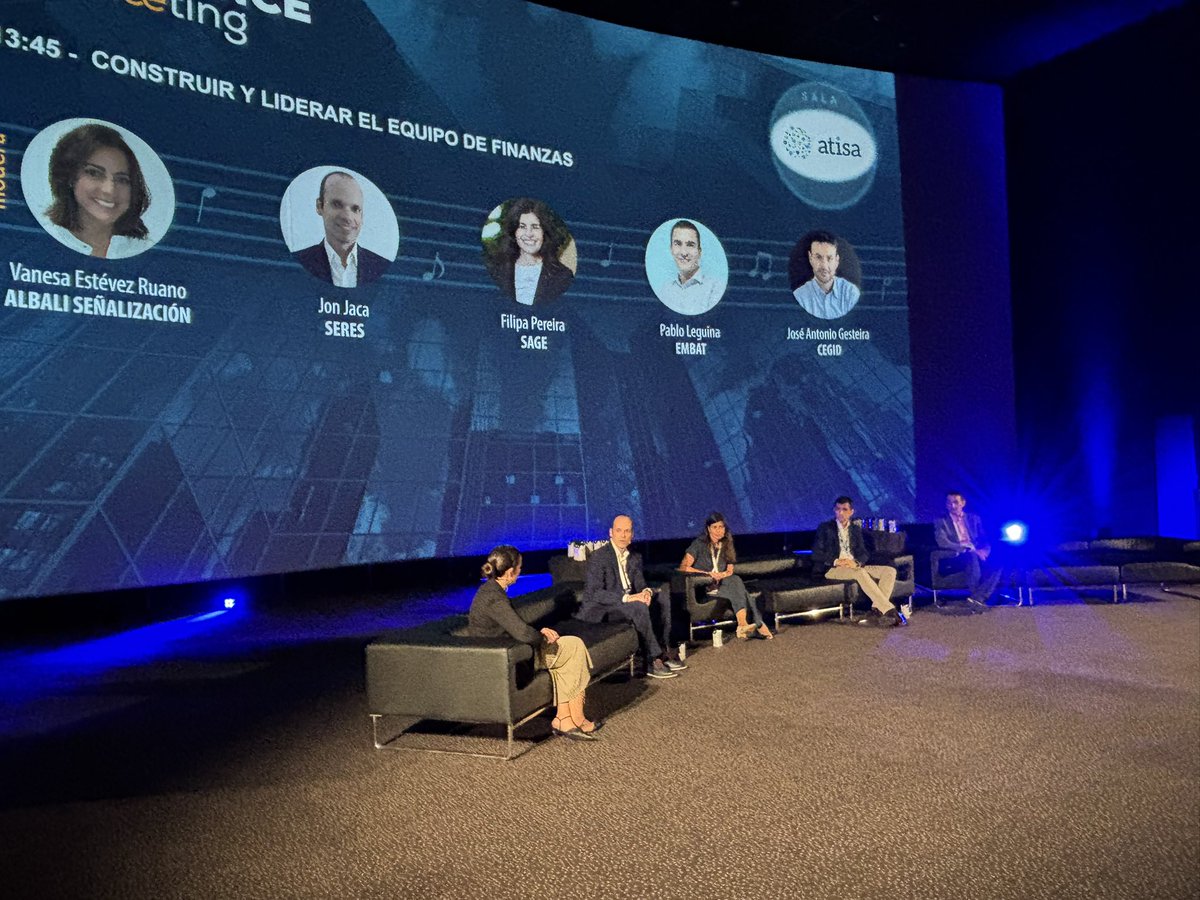 ifaes's tweet photo. Participan: Jon Jaca,  Director Financiero Iberia &amp; Latam, @SERES_es, Filipa Pereira, Iberia Finance Director, @SageSpain, Pablo Leguina, Customer Success Manager, EMBAT, y José Antonio Gesteira, Teams Leader Solution Engineer, @Cegid_Es #FinanceMeeting24 https://t.co/rZktCDAUeV