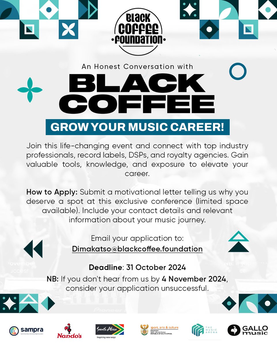 An honest conversation with <a href="/RealBlackCoffee/">Black Coffee</a> brought to you by the <a href="/FoundationByBC/">Black Coffee Foundation</a> and Department of Sports, art and culture <a href="/GaytonMcK/">Gayton McKenzie</a>.