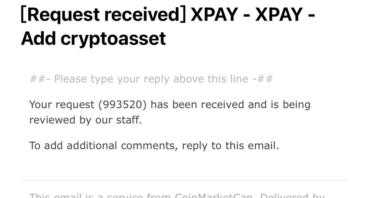 XPAY_Coin's tweet photo. Hi @CoinMarketCap $XPAY

Request ID : 993520

Thanks

#XPAY https://t.co/UZH8vmDfDC