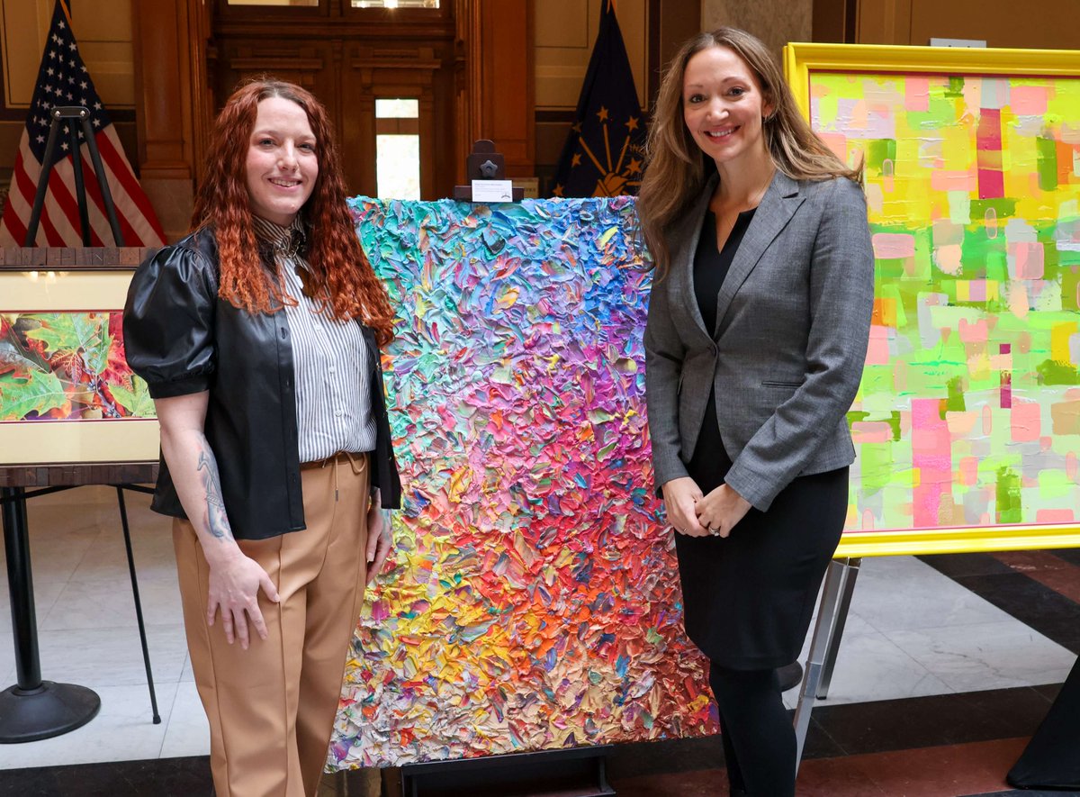 🎨Hoosier Women Artist Wednesday🎨

Ginger Kay Pearson is the talented artist behind “Pan's Feast II” which hangs the office of State Health Commissioner Dr. Lindsey Weaver. Please join me in celebrating and supporting Hoosier Women Artists across our state!