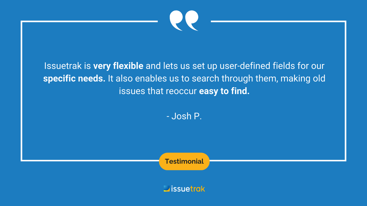 Issuetrak's tweet image. Our customers love how Issuetrak makes issue management and support seamless, flexible, and efficient. We're proud to be your trusted partner, and we're always here to help! 
#HelpDeskSolutions #ComplaintManagement #ServiceDesk