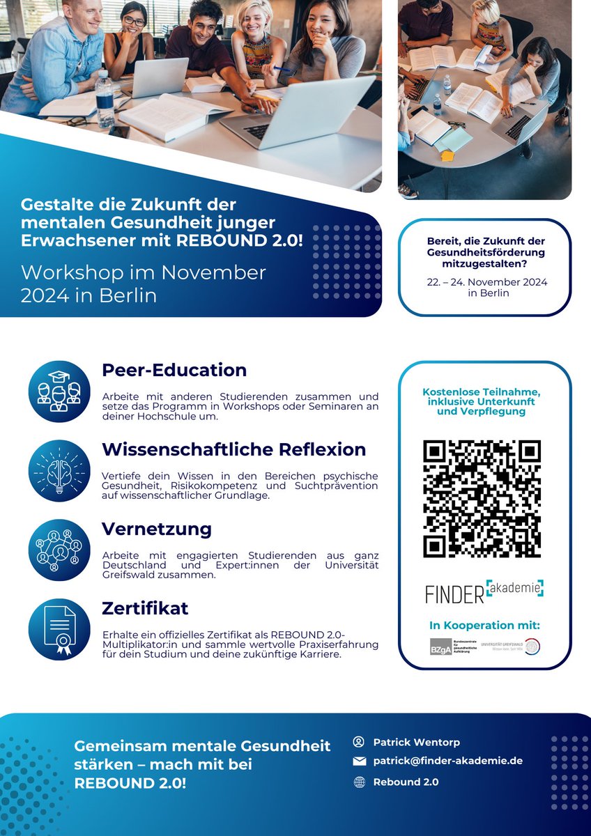 Zeit für Prävention oder freie Bahn für den Cannabiskonsum? Das Projekt REBOUND 2.0 von Uni Greifswald und der FINDER Akademie sucht Studierende aus ganz Deutschland. Sie können mit Expert*innen ein Präventionskonzept auf den Weg bringen.