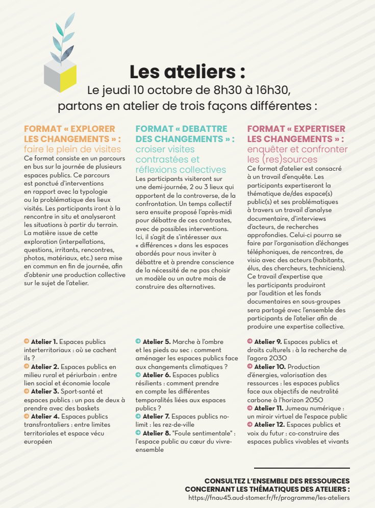 [#Fnau45]La plénière d'ouverture de la 45e Rencontre des agences d'#urbanisme démarre à 16h. Les participants arrivent nombreux à Saint-Omer pr ce RDV annuel incontournable des acteurs de l'aménagement des territoires
Thème : Les espaces publics
📚Biblio : fnau.org/wp-content/upl…