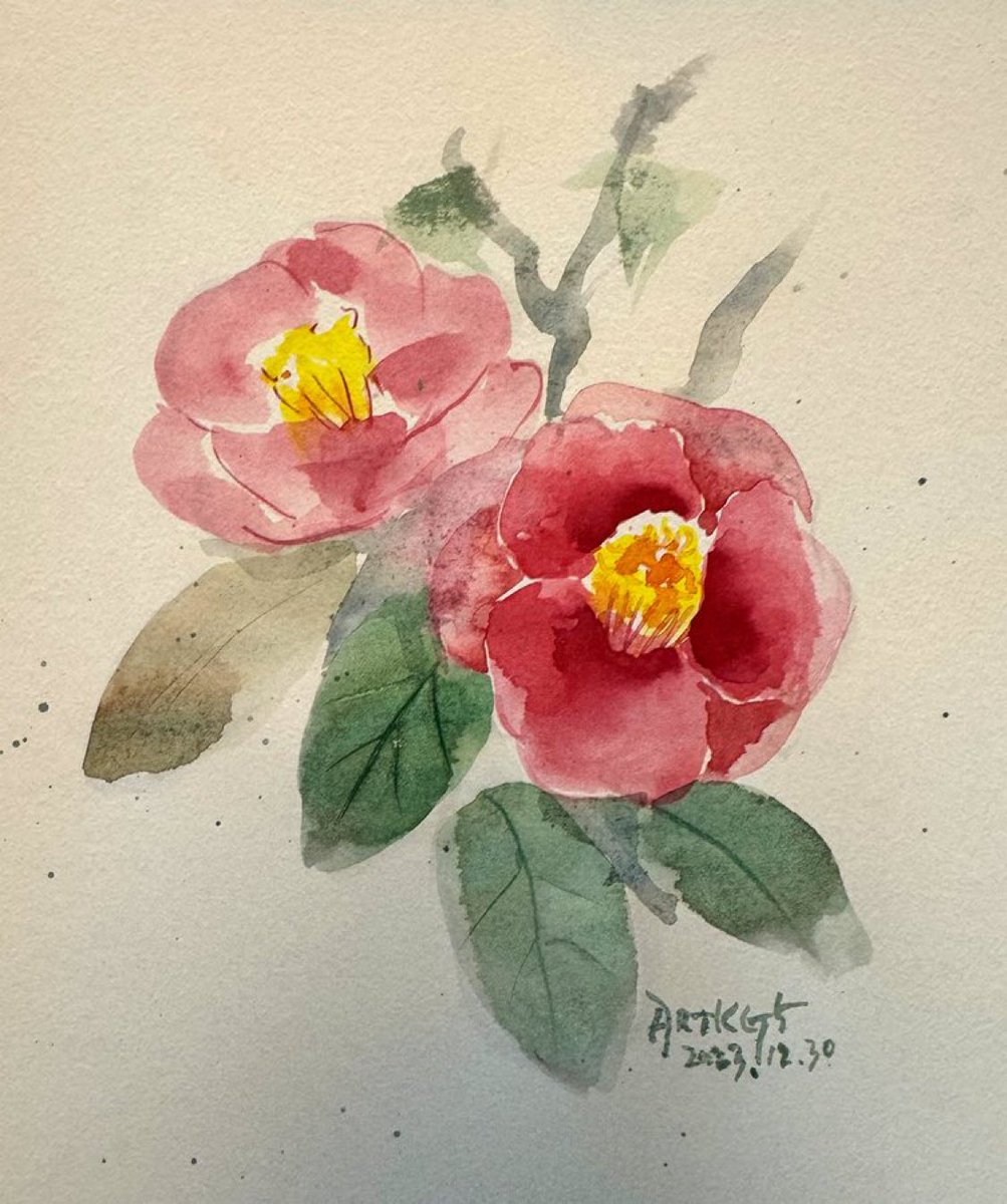 ArtKG5's tweet photo. 때 이른 동백 🌹
후다닥 수채화로 그렸던 그림 올려봅니다. https://t.co/pDhE7FLPUC