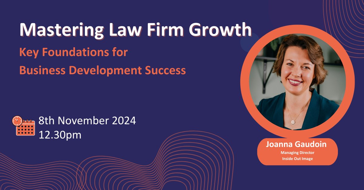joannagaudoin's tweet image. Join me for a free online session where I’ll share insights on the essential foundations you need to implement for lasting success.
 
Don’t miss out on this opportunity to kickstart your firm’s growth.
insideoutimage.co.uk/articles/key-f…   #LawFirmGrowth  #LegalBusinessDevelopment