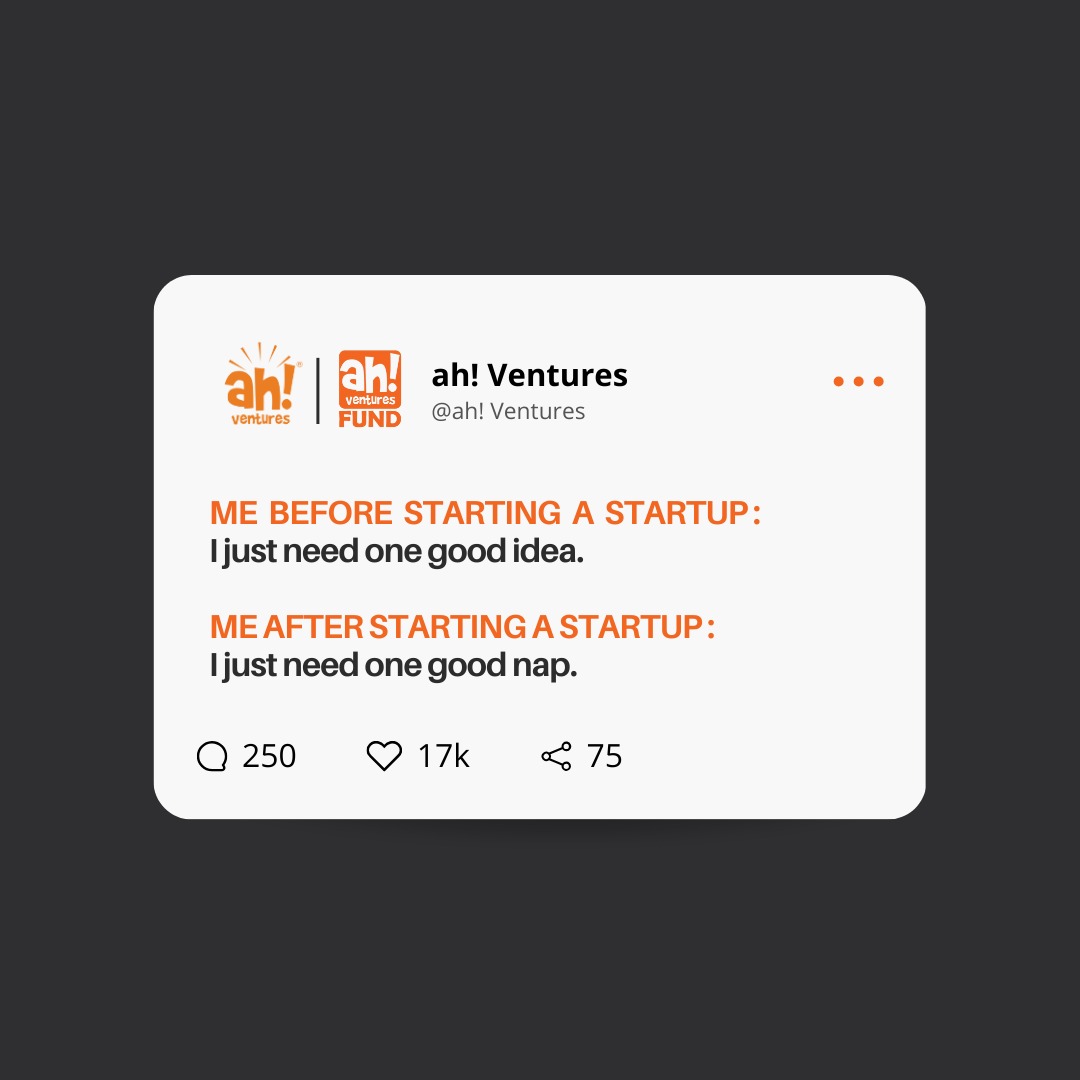 ahventures's tweet photo. From big ideas to short naps, startup life is all about balance. With ah! Ventures, you’re not alone on the journey—we’re here to help your vision grow while you rest easy knowing you’ve got the support to back it up💪🏻! https://t.co/0xkEKshoIT
