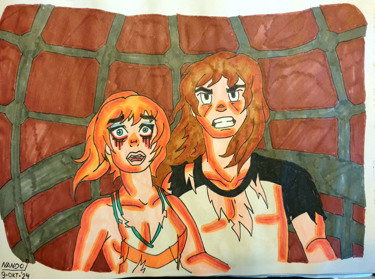 nandovdheide's tweet photo. Chrissy and Eddie, caged in the UpSideDown. #strangerthings4 #chrissycunningham #hellcheer #eddiemunson #eddissy #strangerthings #fanart https://t.co/H5NjA7CRwd