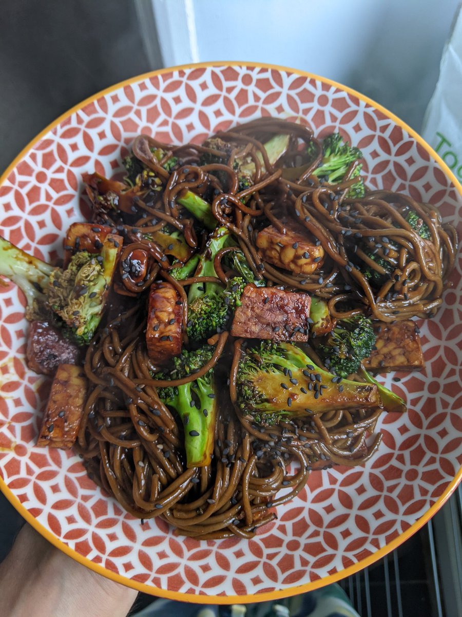 A quick broccoli and tempeh stir fry with soba noodles for lunch 😍 #vegan