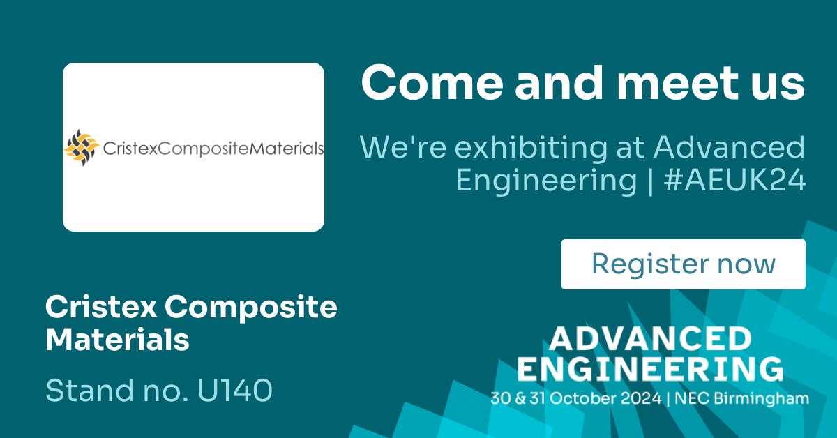 We are exhibiting at the Advanced Engineering UK show for our 13th consecutive year! 👏 

📅 30th - 31st October 2024
📍 The NEC, Birmingham

Click here to find out what to expect ⬇️
compositesuk.co.uk/cristex-compos…

<a href="/compositesuk/">Composites UK</a> 
<a href="/Easyfairs/">Easyfairs</a> 

#AEUK24