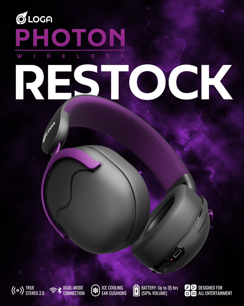 Sorry for keeping everyone waiting 🙏🏻
The LOGA PHOTON WIRELESS HEADSETS are now fully restocked! 💜
You can place your orders through all official LOGA channels.

#LOGA