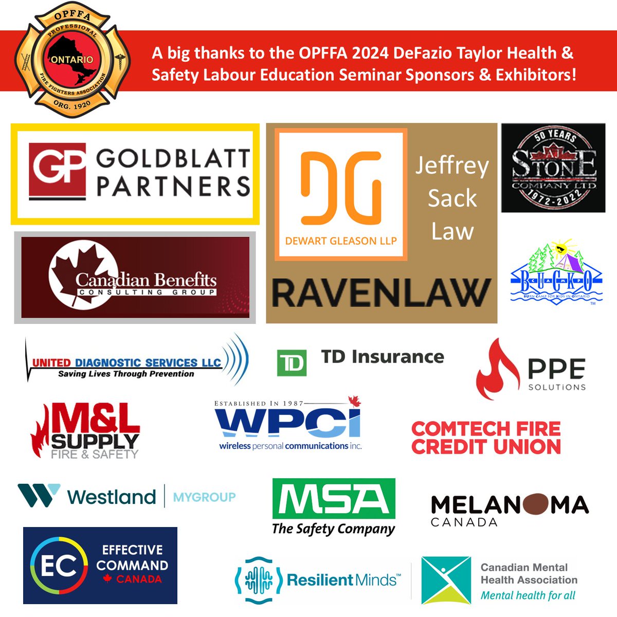 Thank you to our sponsors &amp; exhibitors for an informative Trade Show &amp; Hospitality last night for our Members! #OPFFA2024
<a href="/GPLLP/">Goldblatt Partners</a> <a href="/dewartgleason/">Dewart Gleason LLP</a> <a href="/RavenLaw/">RavenLaw LLP</a> @AJStoneCompanY <a href="/mnlsupply/">M&L Supply</a> WPCI <a href="/ComtechFireCU/">Comtech Fire CU</a> <a href="/MSAsafety/">MSA</a> <a href="/CMHAOntario/">CMHA Ontario</a> <a href="/PPESolutions/">PPE Solutions</a>