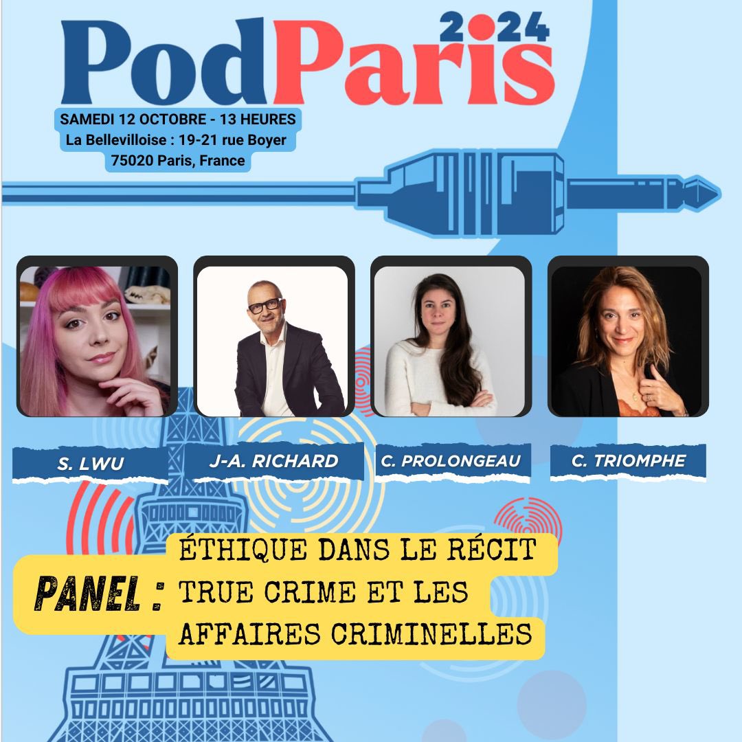 Vous aimez le true crime ? Vous écoutez des podcasts ? L’éthique n’est pas un gros mot pour vous ?Venez en débattre samedi 12 octobre à Paris , 13h avec <a href="/jalphr/">Jean-Alph. Richard</a> @ClawProlongeau <a href="/SonyaLwu/">Sonya Lwu</a> et Stéphane Berthomet , fondateur du festival du podcast True Crime au Québec