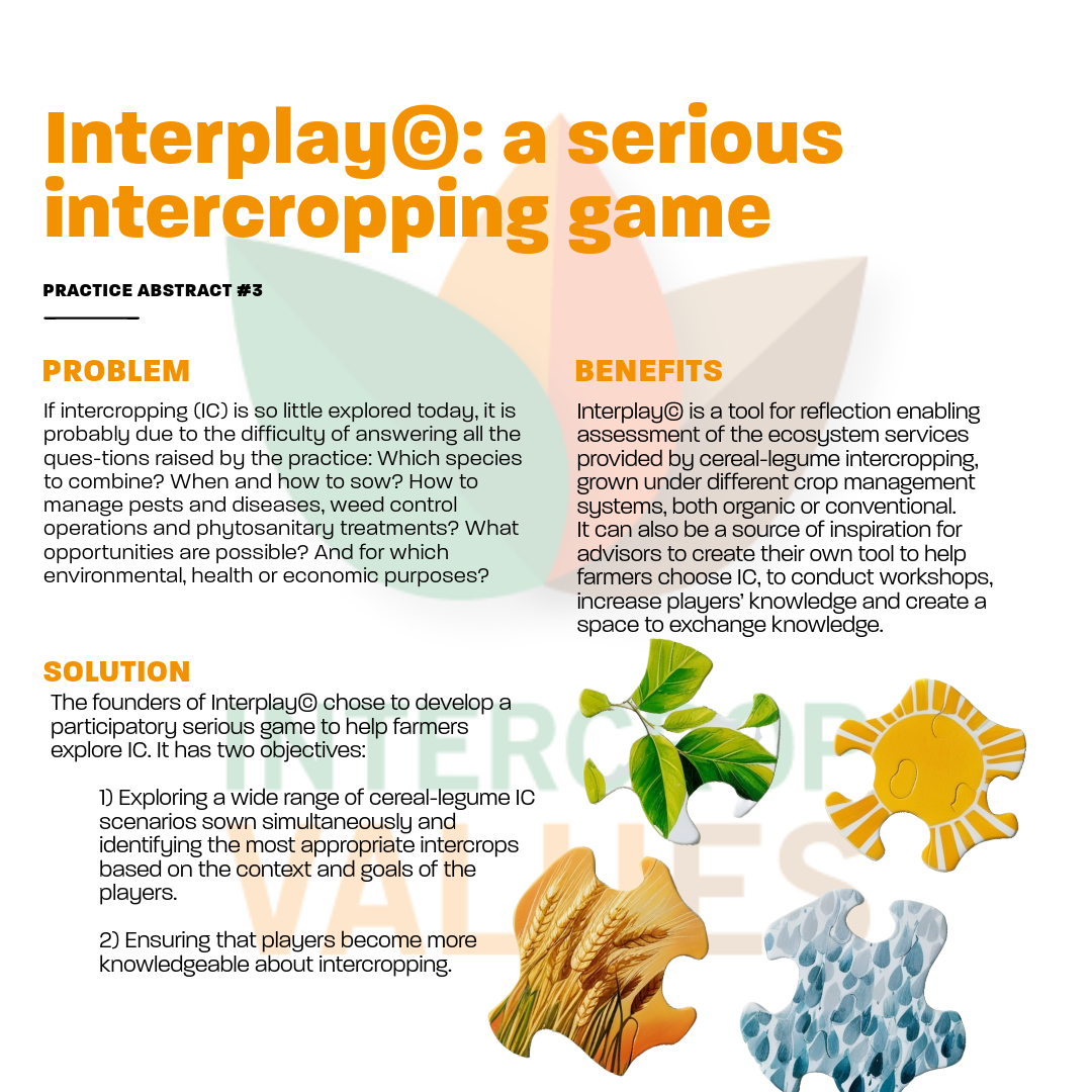 IntercropVALUES ๐ช๐บ (@intercropvalues) on Twitter photo Project partners <a href="/OrganicsEurope/">IFOAM Organics Europe</a> and <a href="/INRAE_Intl/">INRAE_International</a> find new ways to explore the benefits of instercropping with a serious game.
๐ Read the full abstract here: intercropvalues.eu/wp-content/uplโฆ Project partners <a href="/OrganicsEurope/">IFOAM Organics Europe</a> and <a href="/INRAE_Intl/">INRAE_International</a> find new ways to explore the benefits of instercropping with a serious game.
๐ Read the full abstract here: intercropvalues.eu/wp-content/uplโฆ