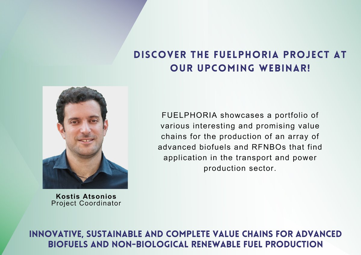 🚨 Only 9 days left for our webinar on Innovative, Sustainable, and Complete Value Chains for Advanced Biofuels! 🌱

📅 Oct 18, 11:00-12:30 CEST

🔗 Register now: fuelphoria.eu/event/innovati…

#Biofuels #Sustainability #HorizonEU