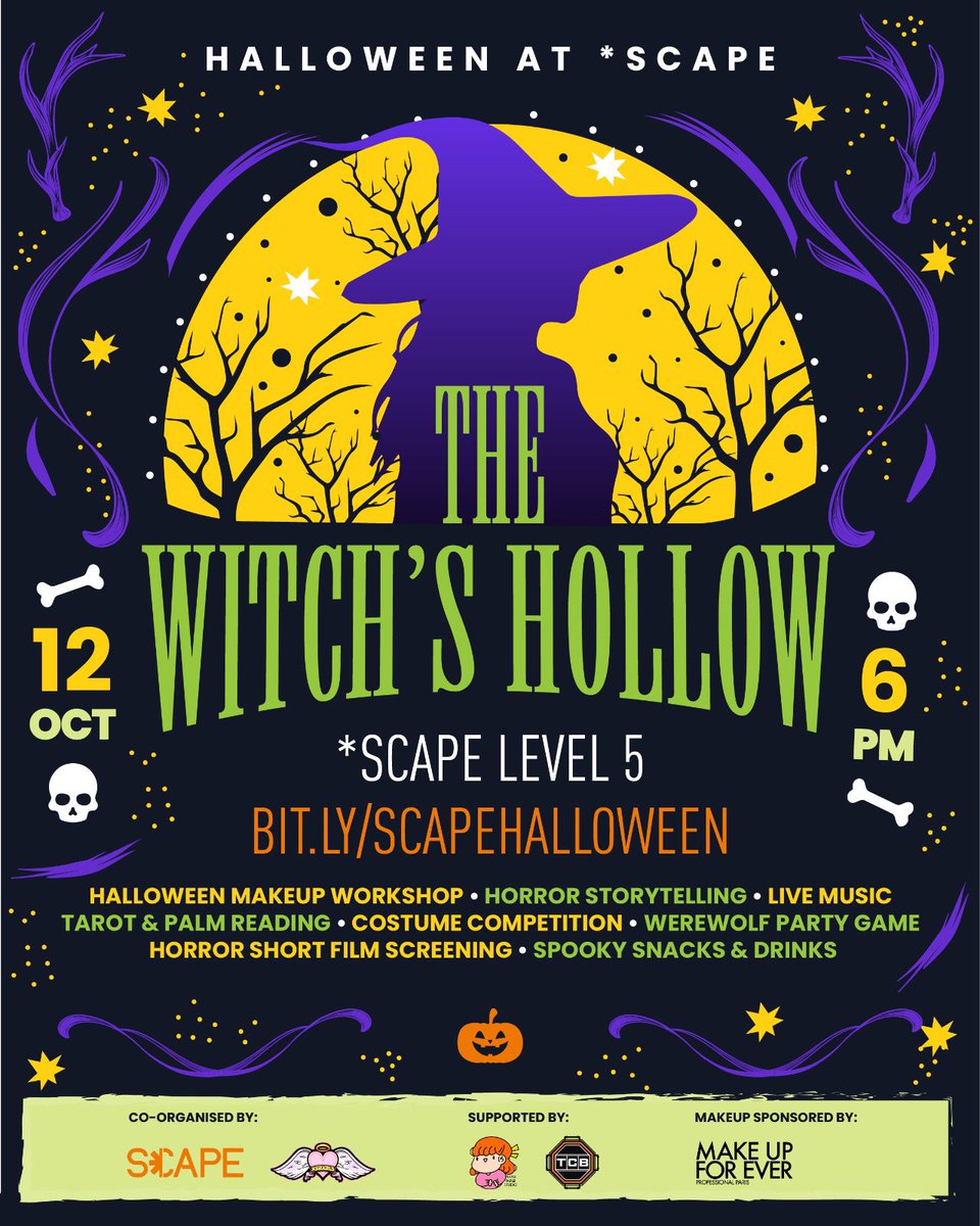 Celebrate all things spooky at *SCAPE - bring your bestie and have a great Halloweekend!

More deets here: scape.sg/event/the-witc…