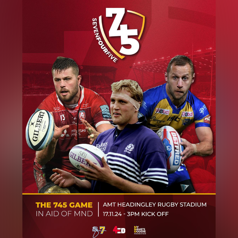 EnglandRugby's tweet photo. The 745 Game is a very special rugby union-rugby league hybrid match, featuring stars from both codes and raising funds for the MND community

📅 17 November
🕒 15:00 GMT
📍 Headingley Stadium 

Click below now to book your tickets 👇

@edslater | @Rob7Burrow | @MNDoddie5