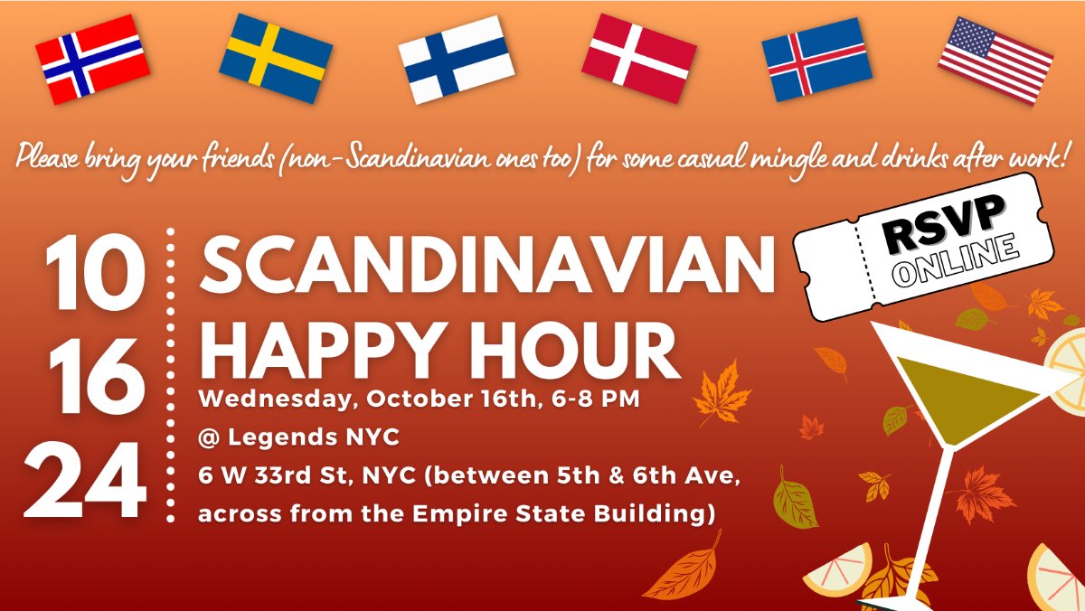 AmScanSociety's tweet photo. 🥂 Scandinavian HAPPY HOUR next Wednesday: Oct 16, 6-8PM - https://t.co/3Ps44UUUKo https://t.co/lhjZ9DvQ9e