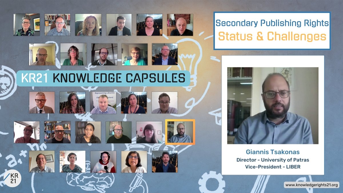 KR21org's tweet photo. ๐ก #SecondaryPublishingRights allow researchers to safely upload their research on public repositories, explains @gtsakonas (@libraryupatras & @libereurope). Let's enable an innovative ๐ช๐บ European #research landscape!
Watch the KR21 #KnowledgeCapsule: https://t.co/NJvWss4HTr https://t.co/zwPdVc4vUX