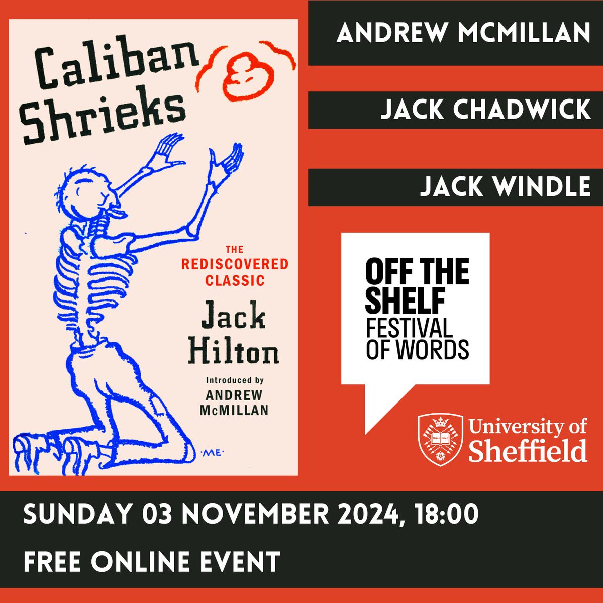 Off the Shelf Festival of Words (@otsfestival) on Twitter photo Caliban Shrieks, published in 1935, is a working-class masterpiece - a lyrical tour of the life of a young man born in the first days of the 20th century.
#OTSFest <a href="/AMcMillanPoet/">Andrew McMillan</a> <a href="/jckchd/">Jack Chadwick</a>
offtheshelf.org.uk/event/caliban-… Caliban Shrieks, published in 1935, is a working-class masterpiece - a lyrical tour of the life of a young man born in the first days of the 20th century.
#OTSFest <a href="/AMcMillanPoet/">Andrew McMillan</a> <a href="/jckchd/">Jack Chadwick</a>
offtheshelf.org.uk/event/caliban-…