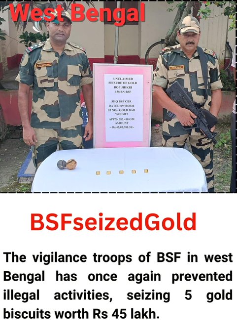 SkythunderX09's tweet photo. The vigilance of the BSF plays a crucial role in maintaining the integrity of our borders and ensuring the safety of the region. It’s vital for continued collaboration and support to empower these forces in their mission. #BSF #BSFseizedGold #ElvishYadav𓃵 #RavidadaForDevelopment https://t.co/EUQHZttl0K