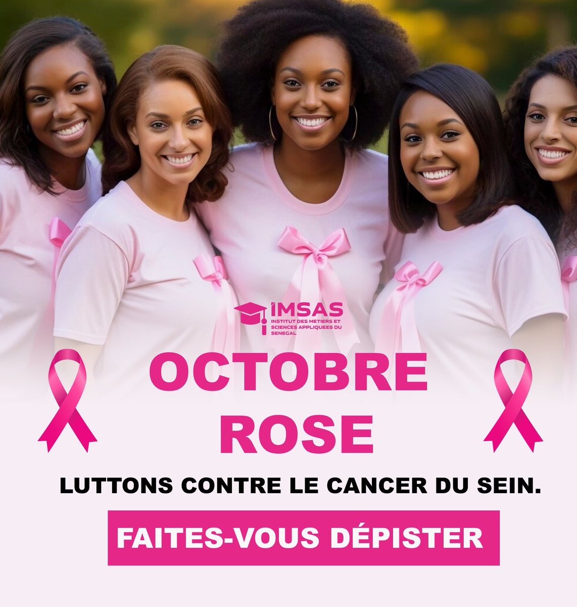 imsas_sn's tweet photo. Ce mois d'Octobre Rose, engageons-nous ensemble à diffuser l'information, à briser les tabous et à soutenir les initiatives qui visent à aider les personnes touchées par le cancer du sein.
#OctobreRose2024 #TousUnisContreLeCancer 
#octobrerose https://t.co/berA0RKRna