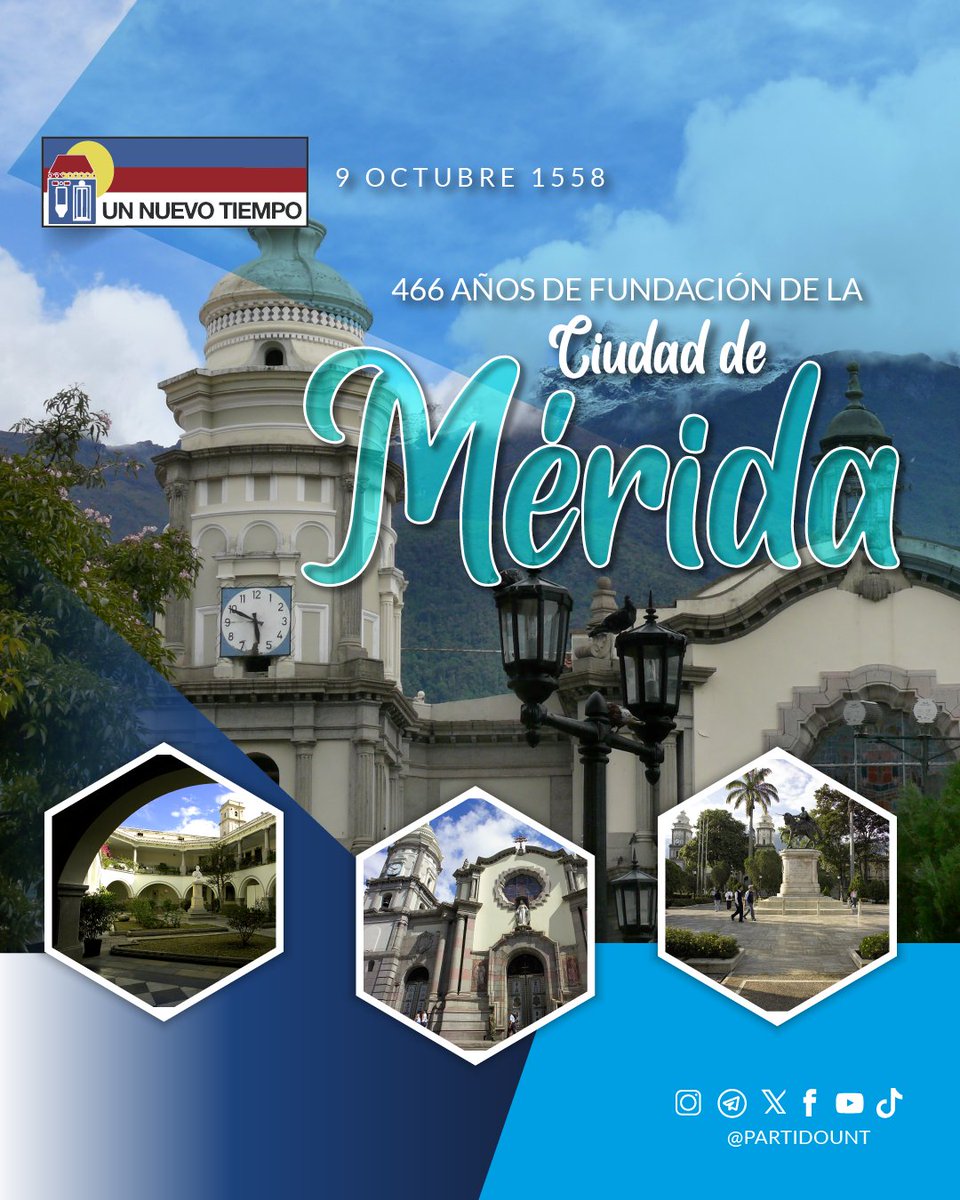 untmerida_'s tweet photo. Hoy, 9 de octubre, celebramos con orgullo el 466 aniversario de la fundación de la ciudad de Mérida, conocida cariñosamente como la “Ciudad de los Caballeros”. Fundada en 1558, Mérida ha sido testigo de innumerables eventos históricos que han forjado su carácter y su identidad. https://t.co/F4TNAYU0yo