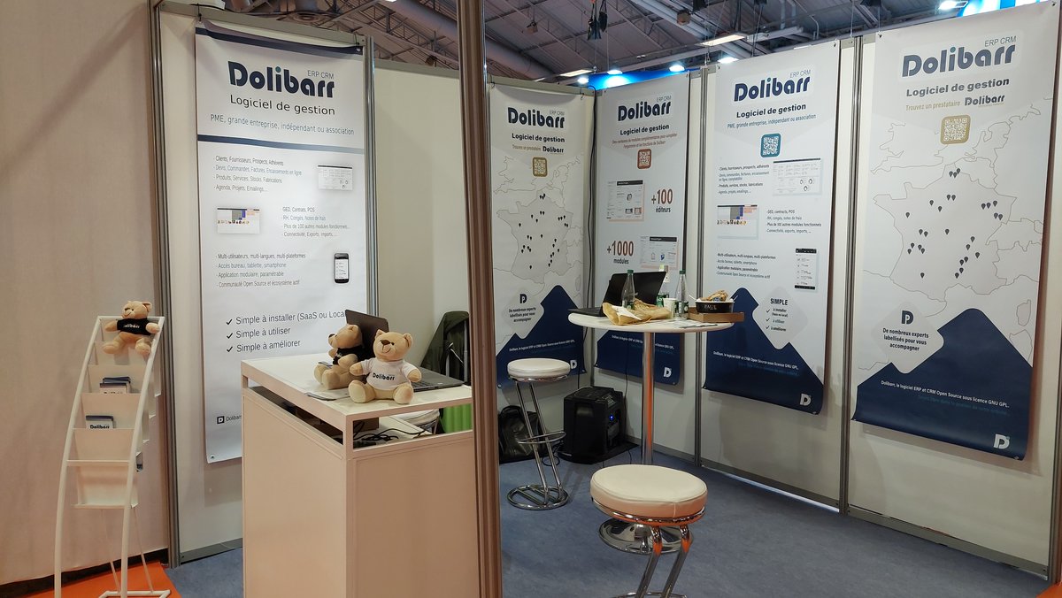 The Dolibarr association is in the place. Our stand is ready.
Day 1 of Salons Solutions in Paris
#erp #crm #dolibarr
