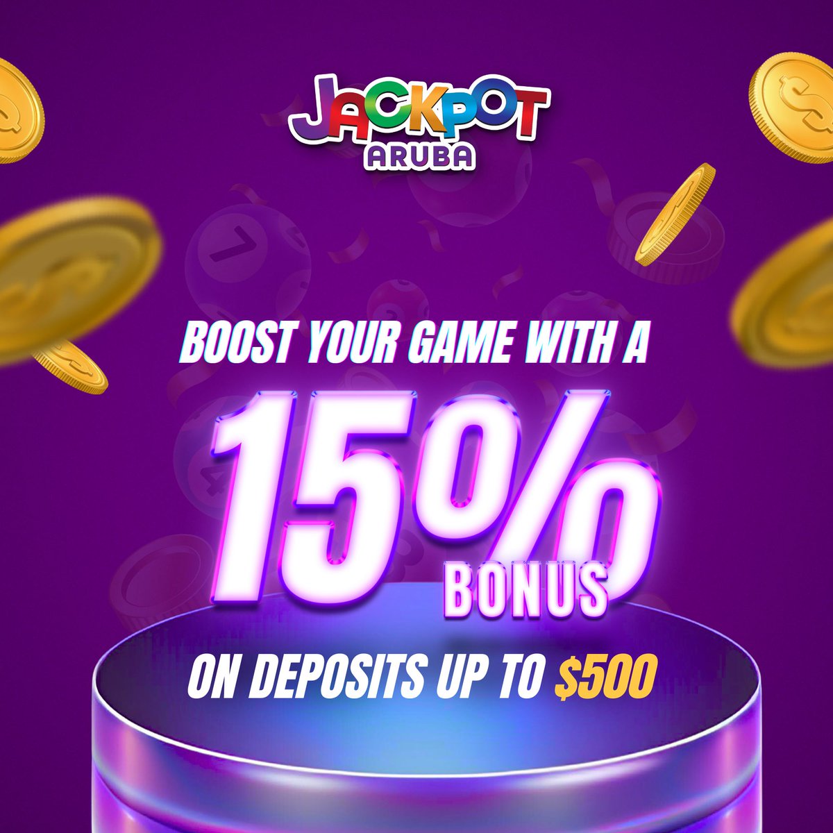jackpotaruba's tweet image. Why settle for the basics when you can play with a 15% bonus on your deposit? 💰  
It’s time to take your shot at the jackpot and get more out of every dollar you deposit. 

Deposit now and start playing ! 🎰✨  
#Jackpotbonus #playsmartwinbig #jackpot #bonus #winmoney #playtowin