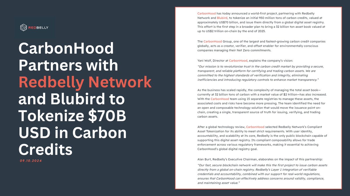 Red Belly partners with CarbonHood to tokenize $70 billion worth of Carbon  Credits 🔴 