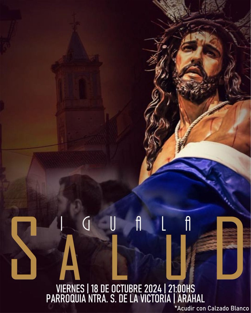 🔵⚪🟢 IGUALÁ 🔵⚪🟢

Primera igualá para formar parte de la cuadrilla de costaleros de Ntro. Padre Jesús de la Salud.
Viernes 18 de Octubre 2024 a las 21:00h en la Parroquia Ntra. Sra. De La Victoria.