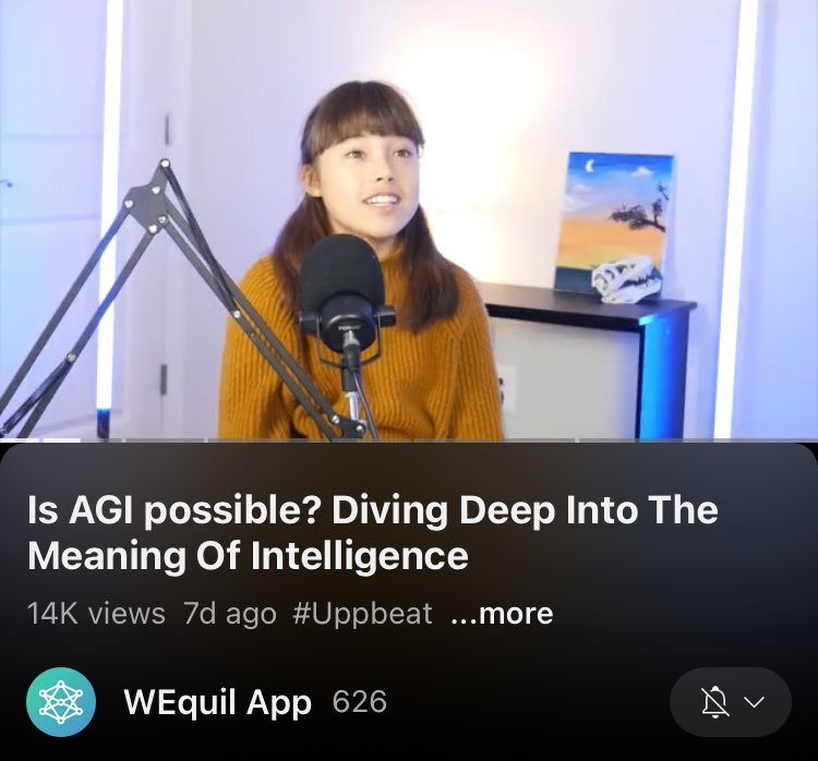 Sumay Lu (@sumaylu) on Twitter photo Getting ready to film part 2 of “Is AGI possible? Diving Deep Into the Meaning of Intelligence”. We received a ton of comments on our last video providing critiques and insights so I’m excited to react to them during this next episode!
Stay tuned on <a href="/WEquilApp/">WEquil App</a>! Getting ready to film part 2 of “Is AGI possible? Diving Deep Into the Meaning of Intelligence”. We received a ton of comments on our last video providing critiques and insights so I’m excited to react to them during this next episode!
Stay tuned on <a href="/WEquilApp/">WEquil App</a>!