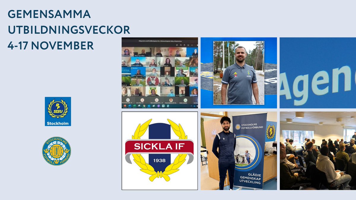 Stockholms FF bidrar med sju fortbildningstillfällen under veckorna 45 och 46 (4–17 november) när de gemensamma utbildningsveckorna genomförs i samverkan med RF-SISU Stockholm. stff.se/utbildningsvec…