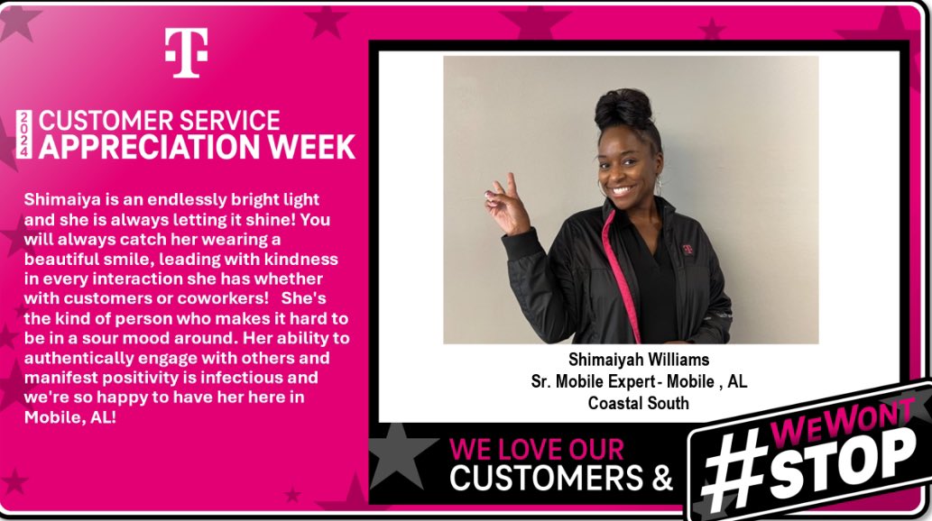 Shimaiya , thank you for all you do for our  customers who visit our Mobile, AL Experience Store! 
#CustomerServiceAppreciationWeek 
#CoastalSouth #SouthCentral