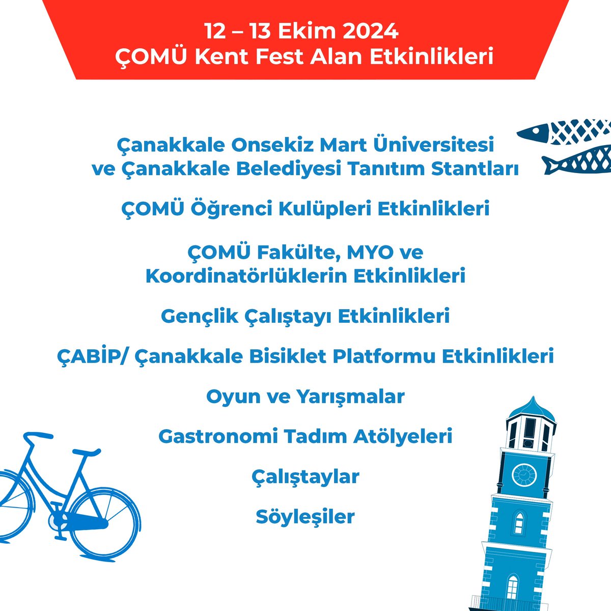 gencanakkale's tweet photo. Çomü Kent Fest Başlıyor...

Genç Çanakkale Ekibi olarak Çomü Kent Fest etkinliği kapsamında standımızı açıp siz değerli gençlerimizle tanışmak için sabırsızlanıyoruz.

Kente yeni gelen öğrencilerimiz başta olmak üzere tüm öğrenci ve https://t.co/0tPX64xjul