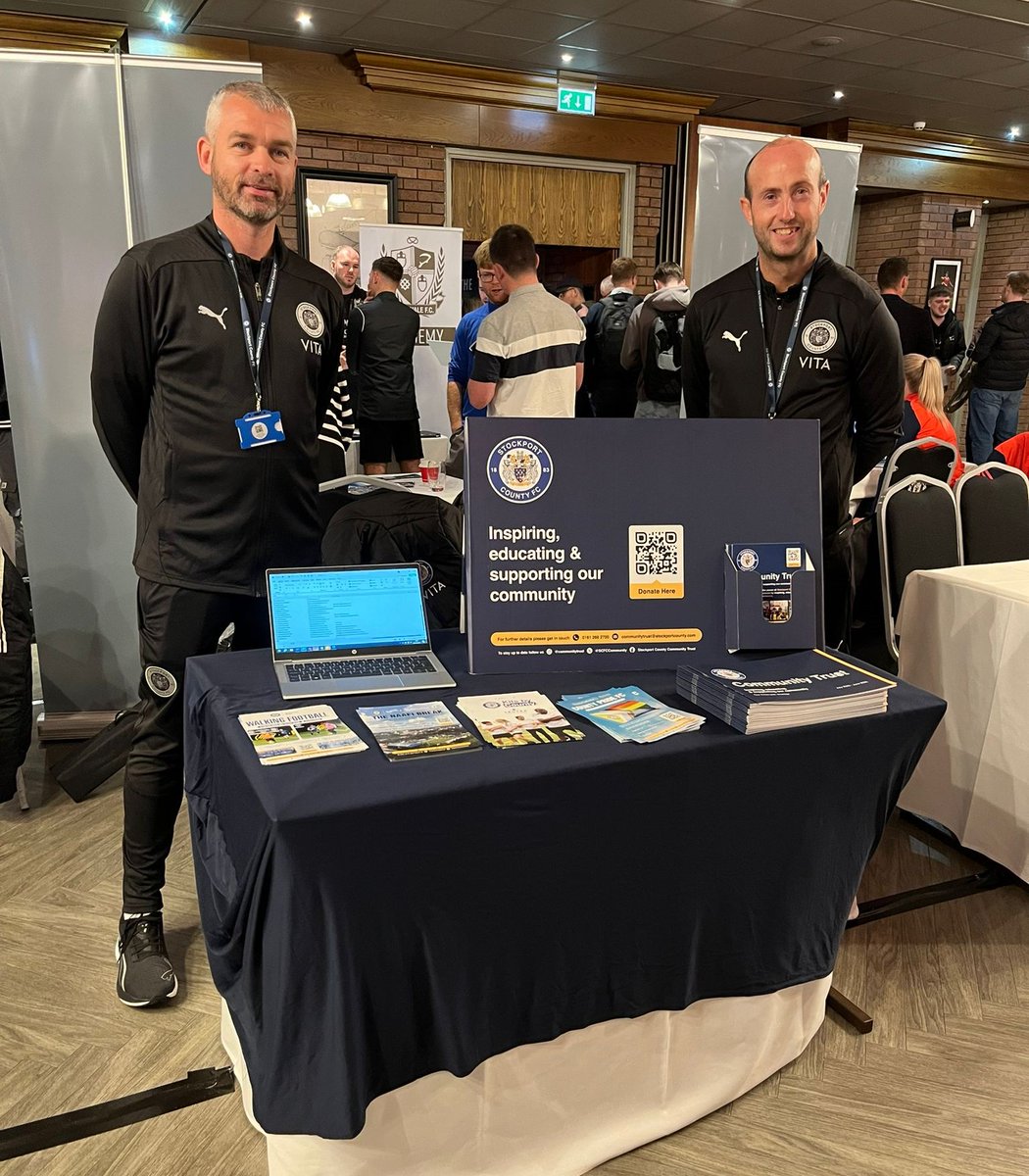 ⚽ The <a href="/SCFCCommunity/">Stockport County Community Trust</a> team attended the <a href="/ucfbuk/">Follow @UCFB</a> Sports Coaching &amp; Performance Conference today, talking to potential coaches

⚽ If you’d like to join our coaching team and you have an FA Coaching qualification, send your CV to communitytrust@stockportcounty.com

<a href="/StockportCounty/">Stockport County</a>