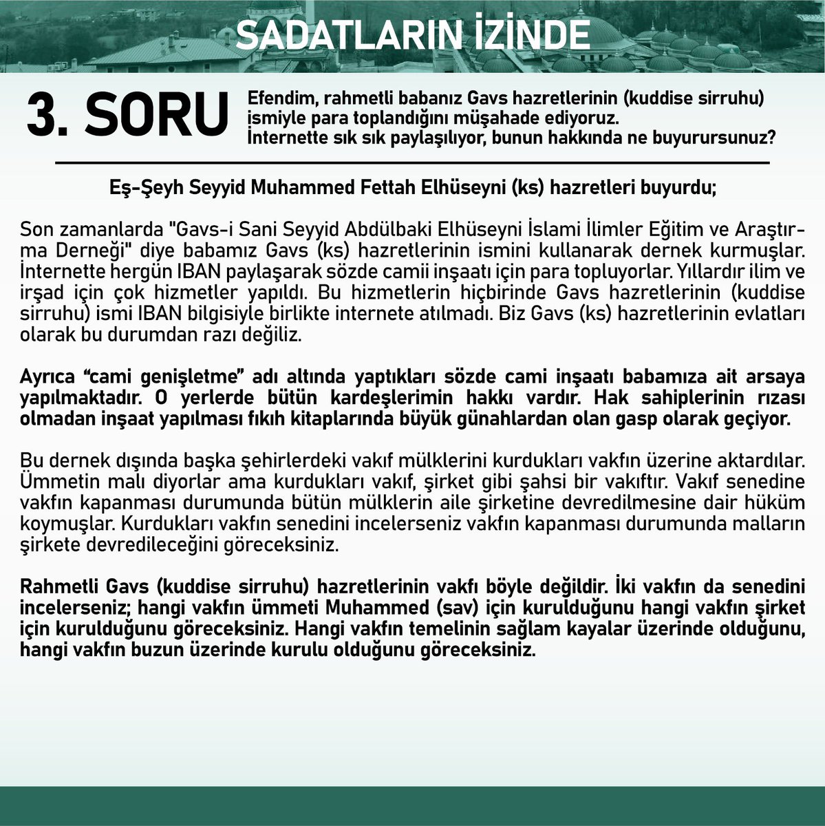 Sadatların İzinde;